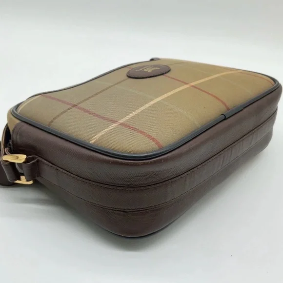 Vintage Burberrys Nova Check Crossbody Shoulder Bag Brown Leather Trim Canvas - Picture 5 of 8
